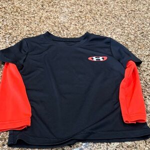 Under Armour Kids Black and Red Long Sleeve Tee